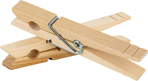 Woolite Extra Large Wooden 100 Pack Clothespins, Natural