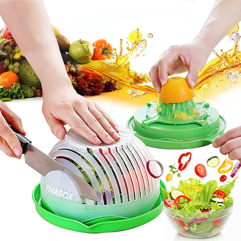 Salad Cutter Bowl, Salad Chopper Bowl, Fruit Vegetable Cut Set, Vegetable Drain Bowl, Upgraded Juice Making and Salad Make, Fresh Salad Slicer, Approved for Kitchen