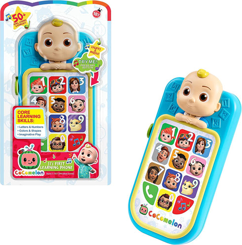 CoComelon JJ’s First Learning Toy Phone for Kids with Lights, Sounds, Music to Introduce Feelings, Letters, Numbers, Colors, Shapes, and Weather to Children, by Just Play