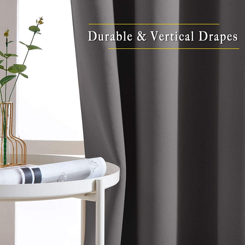 NICETOWN Blackout Curtains Panels for Bedroom - Window Treatment Thermal Insulated Solid Grommet Blackout Drapes for Living Room (Set of 2 Panels, 52 by 45 Inch, Grey)