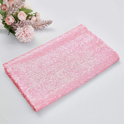 2—8FT-2PCS Pink Sequin Backdrop Curtains Panels, Photography Backdrop Glitter Curtains Fabric Background for Christmas Wedding Party Decor