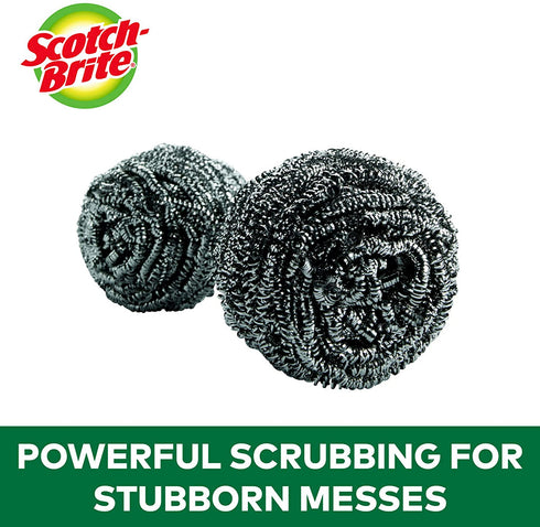 Scotch-Brite Stainless Steel Scrubbers, Ideal for Uncoated Cookware, 16 Scrubbers