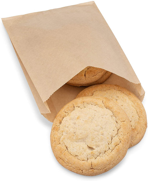 Kraft Paper Sandwich Style Bags (200) 6"x 1"x 8.5" Dry Wax Grease Resistant Bags. Perfect for Sandwiches, Cookies, Pastries, Take Out, and Gifts. Made in USA.