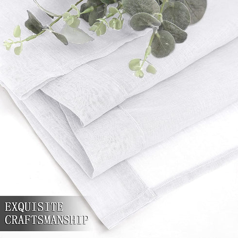 Tollpiz Sheer Curtain Linen Textured Living Room Curtains Sheer Light Filtering Rod Pocket Voile Curtain for Bedroom, 54 x 72 inches Long, White, Set of 2 Panels