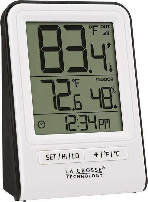La Crosse Technology 308-1409WT-CBP Wireless Temperature Station with Time,White,