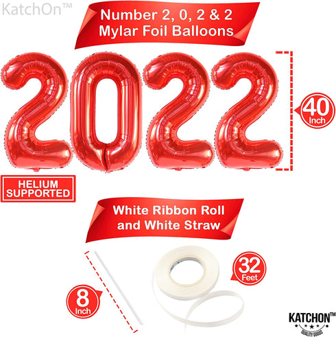Graduation Decorations 2022 Red and Black - Red 2022 Balloons, 40 Inch | Class of 2022 Decorations Red and Black | Graduation Balloons 2022 | Graduation Party Decorations 2022 | Class of 2022 Balloons