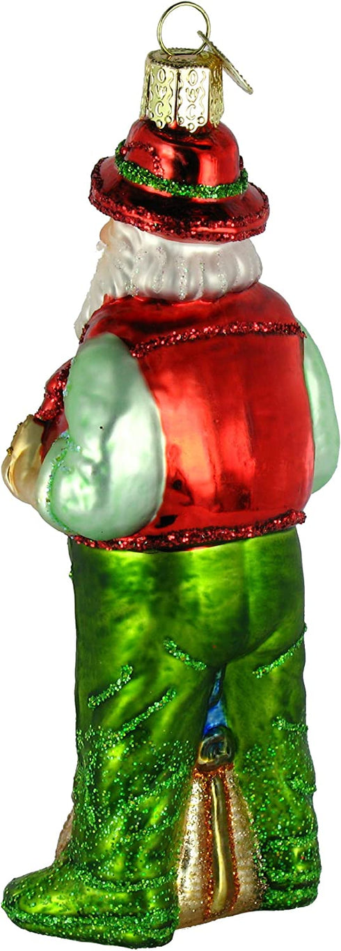 Old World Christmas Ornaments: Fisherman Collection Glass Blown Ornaments for Christmas Tree, Fly Fishing