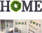 Wooden Home Sign with Green Wreath Flower, Wall Hanging Decor 11.8 Inch Home Decorative Sign Rustic Wooden Letters Decor for Living Room Kitchen Entry Way Housewarming Decoration