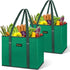 BALEINE 2 Pack Reusable Grocery Bags Shopping Bag with Reinforced Bottom and Handles (Green)