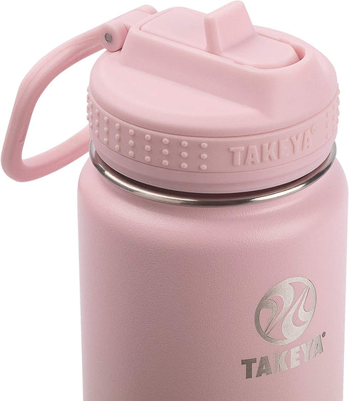 Takeya - 51221 Takeya Actives Insulated Stainless Steel Water Bottle with Straw Lid, 24 oz, Blush