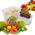 Rarapop 2 Pack Fridge Produce Saver Stay Fresh Containers with Strainers and Vented Lids, Food Storage Containers Refrigerator Organizer Baskets for Veggie, Berry and Fruits - NOT Dishwasher Safe (White)