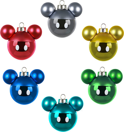 Hallmark Keepsake Glass Christmas Ornaments, Disney Mickey Mouse, Set of 6, Multi Color