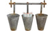 Creative Co-Op Antiqued Metal Wall Rack with 3 Hanging Tin Pots