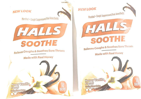 Halls Soar Throats Cough, Honey Vanilla, 30 Drops (Pack of 2)