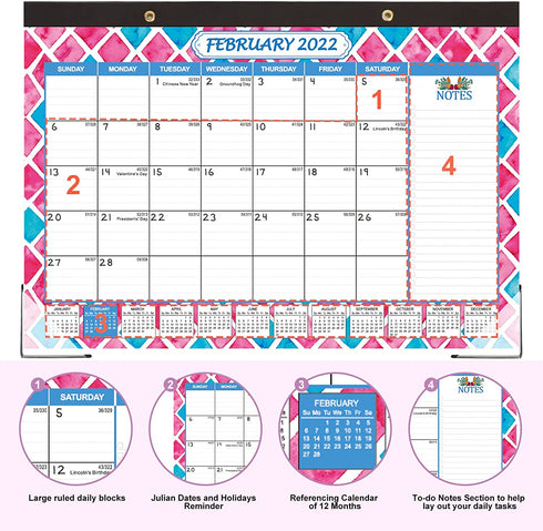 LABUK 2022 Desk Calendar, 12 Months Wall Calendar Planner 17" x 12" Desktop Pad from January 2022 to December 2022, Daily Schedule Organizer for School Office Home Planning
