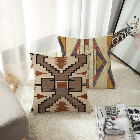 ArtSocket Set of 4 Throw Pillow Covers Tribal Western Geometric Burgundy Green Native Designs Southwest Country Benson Decorative Pillow Cases Home Decor Square 20x20 Inches Pillowcases