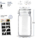 Bormioli Rocco Glass Fido Jars - Hermetic Sealed Hinged Airtight Lid for Fermenting, Pantry, Kitchen Storage Jars, Bulk Food Storage Containers, With Paksh Chalkboard Labels (2 Pack) (50 3/4 Ounce (1.5 Liter))