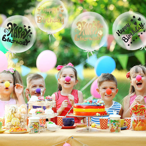 42 Pieces Birthday Bobo Balloon Decorations Include 30 Pieces 18 Inch Bubble Transparent Balloons and 12 Pieces Happy Birthday Bobo Balloon Stickers for Birthday Party Indoor and Outdoor Supplies
