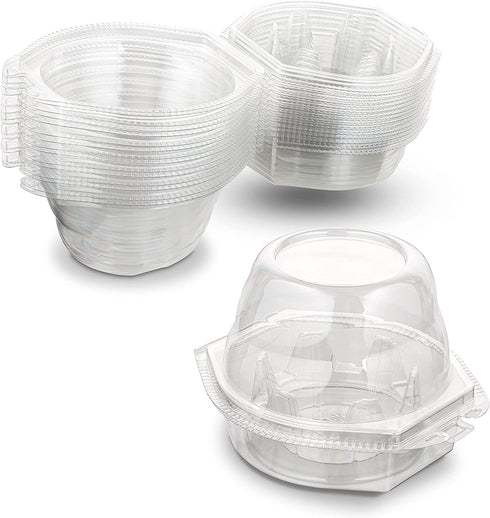 Clear PET Plastic Single Jumbo Hinged Cupcake, Muffin, or Roll Hinged Container by MT Products (15 Pieces)