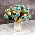 LY EMMET Artificial Rose Bouquets with Ceramics Vase Fake Rose Flowers Decoration for Table Home Office Wedding-Blue