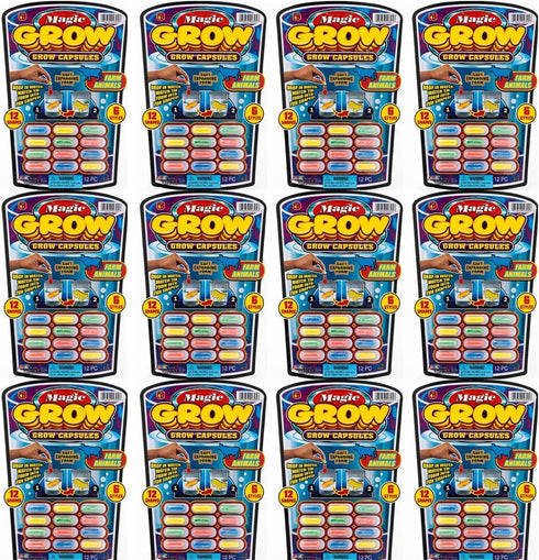 Ja-Ru Magic Grow Capsules, (12 Packs 144 Capsules Assorted). Water Growing Animals Capsules. Great Party Favor Kids Toy. 305-12p