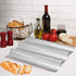 GGC Baguette Pan, Nonstick Perforated French Bread Pan for Baking, Silver Food Grade Coating, Baguette French Baking Pan Has Fast Heat Conduction to Cook 3-Wave Crispy Breads Loaves (15" x 9.5")