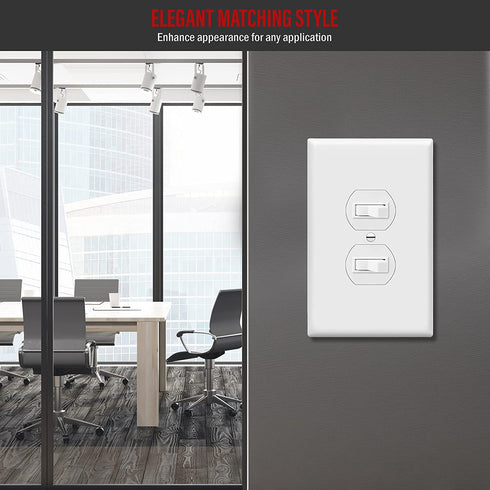 ENERLITES Jumbo Duplex Receptacle Outlet Wall Plate, Electrical Outlet Covers, Gloss Finish, Over-Size 1-Gang 5.5" x 3.5", Polycarbonate Thermoplastic, 8821O-W-10PCS, White (10 Pack)
