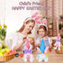 2PCS Bunny Easter Gnome Plush Easter Decorations Handmade Rabbit Dolls Easter Gifts for Kids Elf Home Ornaments for Living Room Easter Table Decor Spring Holiday Decor 14 Inches Pink and Blue