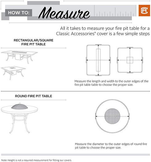 Classic Accessories Veranda Water-Resistant 60 Inch Rectangular Fire Pit Table Cover