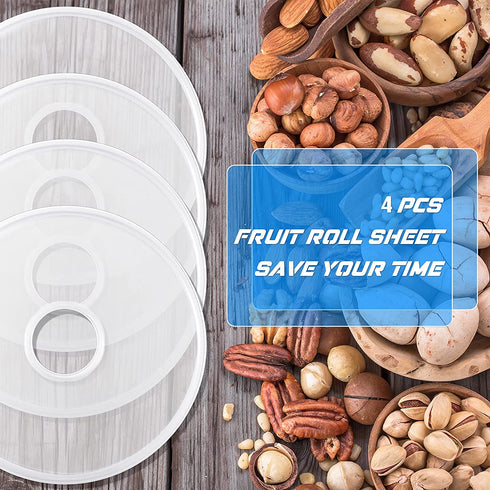Fruit Roll Dehydrator Sheets Round Dehydrator Sheets White Fruit Roll Sheets for Fruit Roll Dried Fruit Leather Meat Beef Christmas Birthday Party Home Kitchen Bakery Use, 12.2 Inch (4)