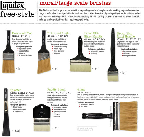 Liquitex 1301003 Professional Freestyle Large Scale Brush, Paddle 3-inch, Black