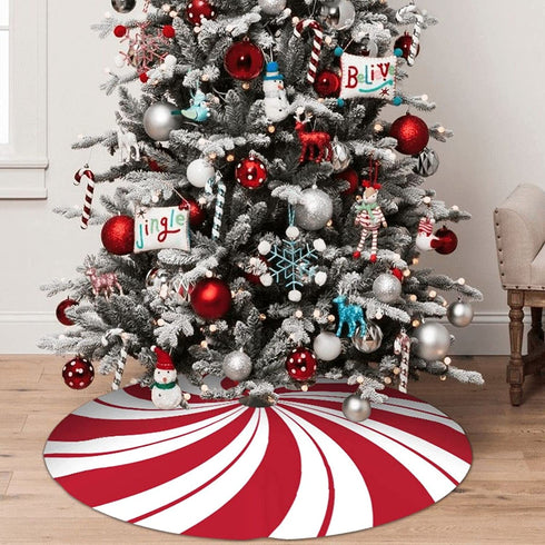 MOLIAN 48" Traditional Christmas Tree Skirt with Swirl Peppermint Candy Design Holiday Party Decoration