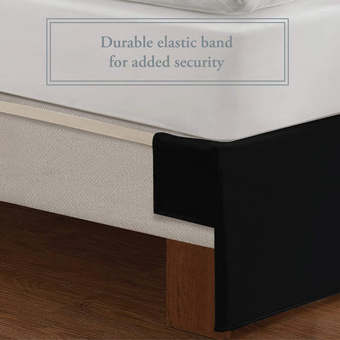 Levinsohn Bed Maker's Tailored Wrap-Around Bedskirt Never Lift Your Mattress Classic 14 Drop Length Pleated Styling, King, Black