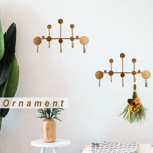 Coat Hooks Wall Mounted, Dedoot Metal Coat Rack 5-Hook Gold Heavy Duty Entryway Hook for Clothes Hat Key Towel and Bag