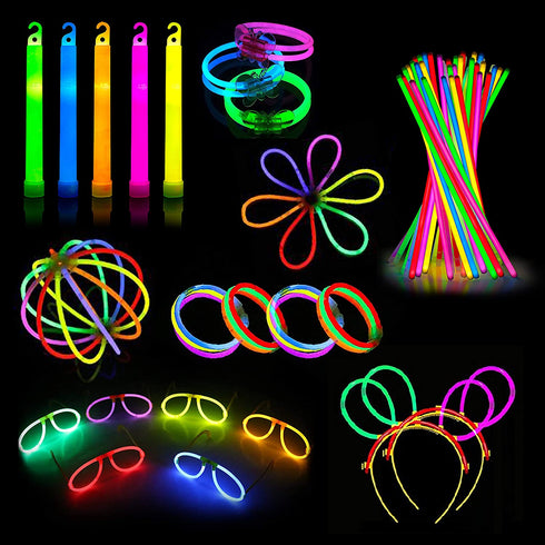 Glow Sticks Party Pack - 240 PCS That Includes, 100 Pcs 8 Inch Glow sticks,10 Pcs Ultra-Bright 6 Inch Glow Sticks, And All Exciting Accessories Create Glow In The Dark Necklaces, Bracelets, Glasses, Headbands, Balls, Flowers And Much More, Neon Light Sti