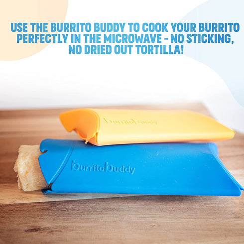 Burrito Buddy Silicone Cookware - Burrito Warmer - Heating Sleeve for Frozen Burritos - Burrito Heater - No Waste - BPA Free - Dishwasher Safe - 2 pack Blue & Orange - Silicone Microwave Cooker