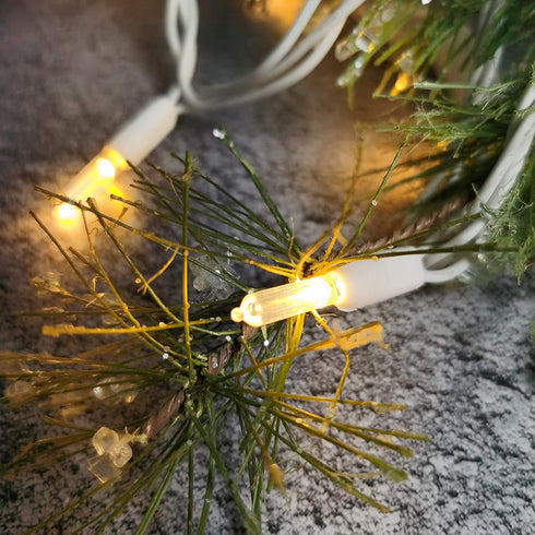 Yirunfa Christmas String Lights 50 Warm White LED T5 Xmas Light 17FT, 120V UL, White Wire Connectable for Outdoor and Indoor Decorations, Wedding, Tree, Garden, Bedroom