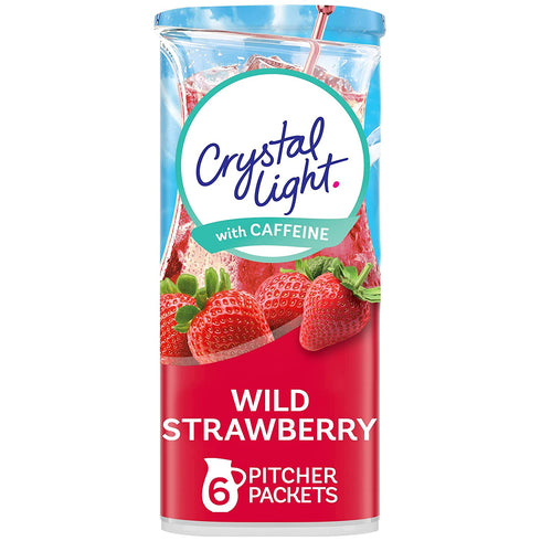 Crystal Light Sugar-Free Energy Wild Strawberry Low Calories Powdered Drink Mix 6 Count Pitcher Packets
