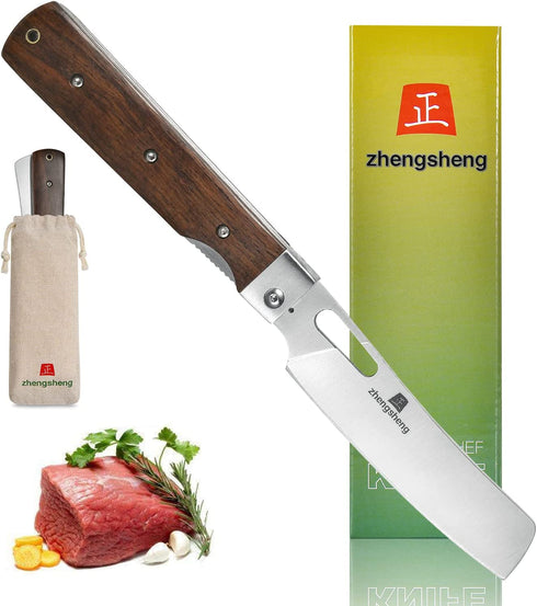 Folding Camping Chef Knife 4.8" Sharp 440A Stainless Steel Blade Japanese Style Pocket Folding Kitchen Knife Outdoor Cooking Knife