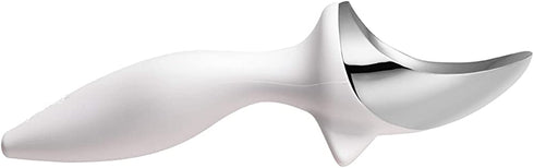 Tovolo Tilt Up Ice Cream Scoop, Ergonomically Balanced Handle, Chrome Plated, Dishwasher Safe, White