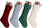 Kunyida Pack 4,18 Inches Unique Burgundy Green Ivory Gray Knit Christmas Stockings