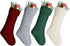 Kunyida Pack 4,18 Inches Unique Burgundy Green Ivory Gray Knit Christmas Stockings