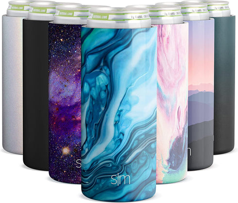 Simple Modern Skinny Can Cooler for Slim Beer and Hard Seltzer | Vacuum Insulated Stainless Steel Drink Sleeve Holder for 12oz Slim Cans | Ranger Collection | Ocean Geode