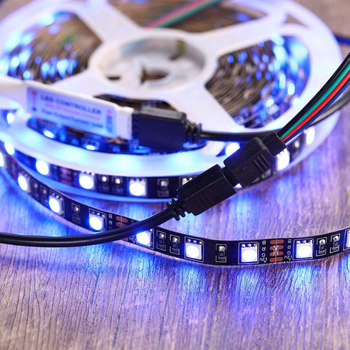 6 Pieces 4 Pin RGB Extension Cable LED Strip Connector Cord Wire Solderless Strip Jumper Cables Kit with 12 Pieces Pin Connector for 5050 3528 RGB LED Strip Light (Black, 1.6 FT, 3.3 FT, 6.6 FT)