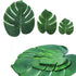 Artificial Tropical Palm Leaves 130Pcs Faux Monstera Leaves Fake Green Leaves Safari Birthday Decorations for Hawaiian Luau Party Decor Jungle Beach Birthday Theme BBQ Party Table Supplies (3 Size)