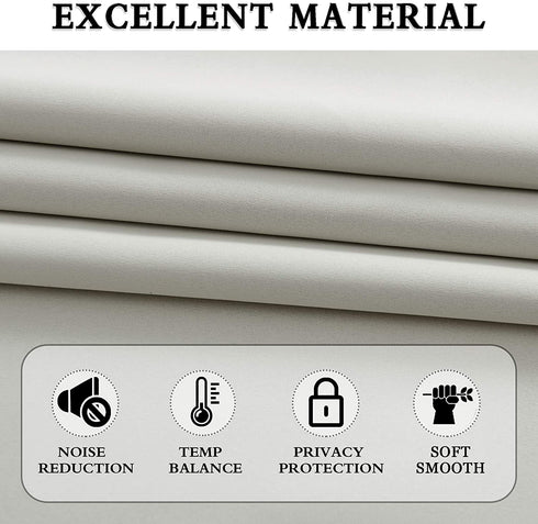 DONREN 90 Inch Length Blackout Curtain Panels for Living Room - Thermal Insulated Solid Rod Pocket Curtains for Dining Room(2 Panels,Light Grey)