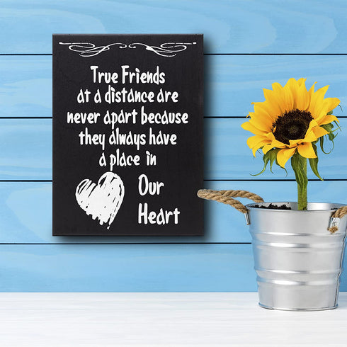 JennyGems True Friends At A Distance Are Never Apart Sign, Friend Gifts, Going Away Gifts For Friends, Long Distance Friendship Sign, 6x8 Inches Wood Wall Hanging, Friends Desk Plaque