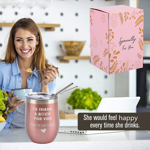 Sqeffort Birthday Gifts for Women - Insulated Tumbler 8 Pack Christmas Gift Bath Set Gifts for Women - Stainless Steel Tumbler with Lid - Best Relaxing Spa Gift Box Basket Present (Rose Gold)