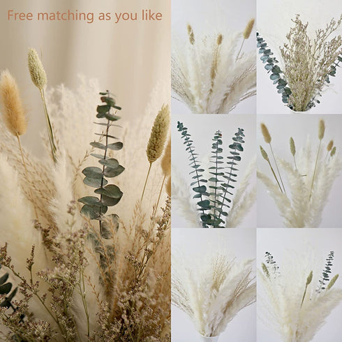 Natural Dried Flower Bouquet ,17" White Pampas Grass Branches Boho D©cor for Vase,Home D©cor Table Decorations for Party Wedding
