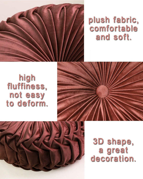 Throw Pillow for Couch Decorative 3D Pumpkin Round Velvet Cushion for Sofa Bed Chair Floor 15"X15", Brown